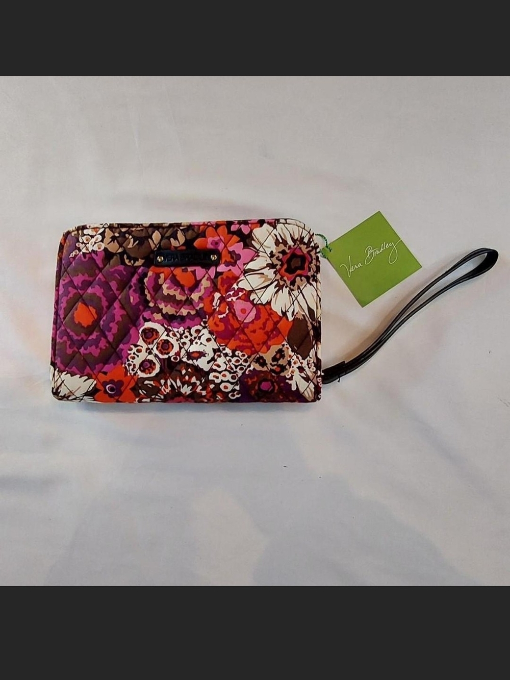NWT Vera Bradley Zip-Around Wristlet Rosewood Flower Pattern
